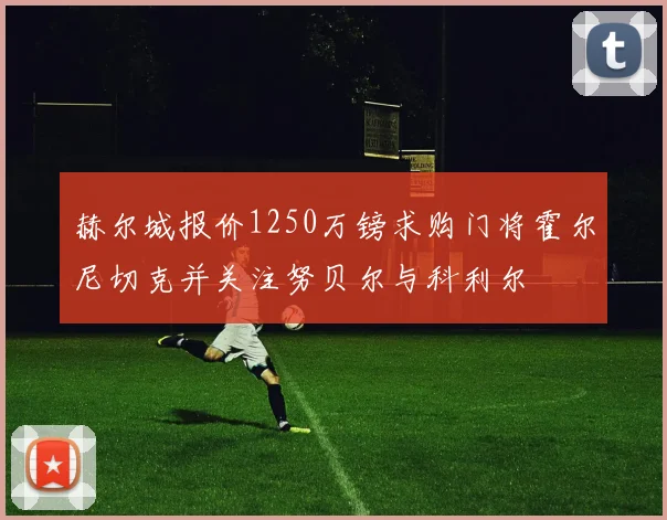 赫尔城报价1250万镑求购门将霍尔尼切克并关注努贝尔与科利尔